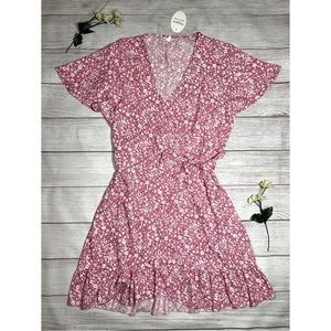 Naggoo Floral Flutter Sleeve Wrap Dress